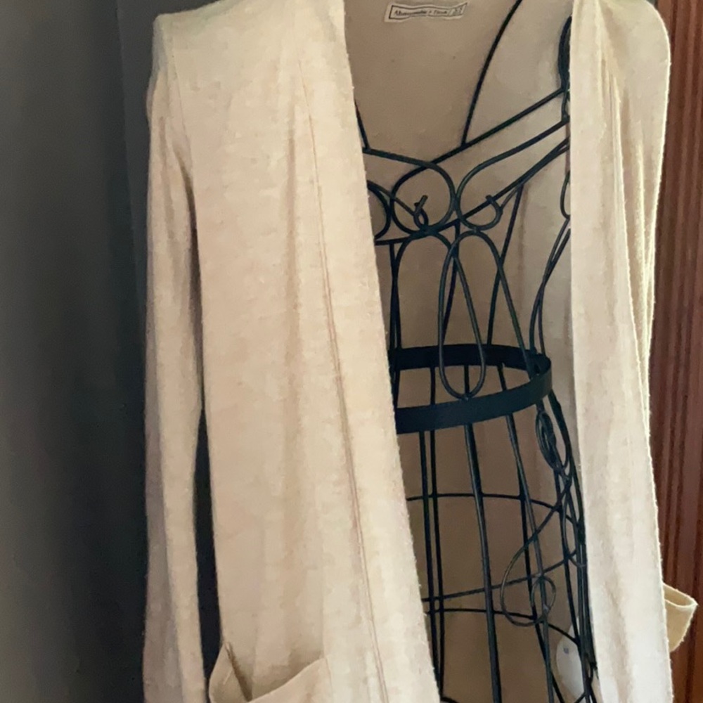 Abercrombie & Fitch Cozy Neutral Longline Open Pocket Basic Cardigan Sz. XS